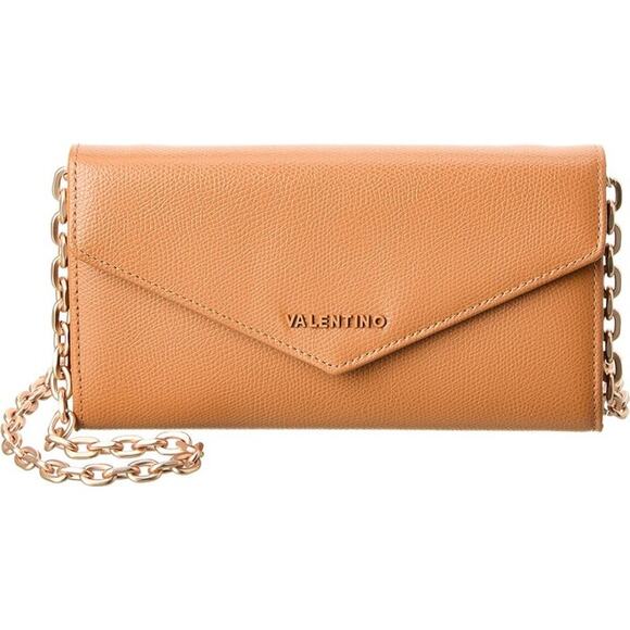 Mario‎ Valentino Nicola Palmellato Wallet Chain Clutch Leather Brown - Picture 1 of 10
